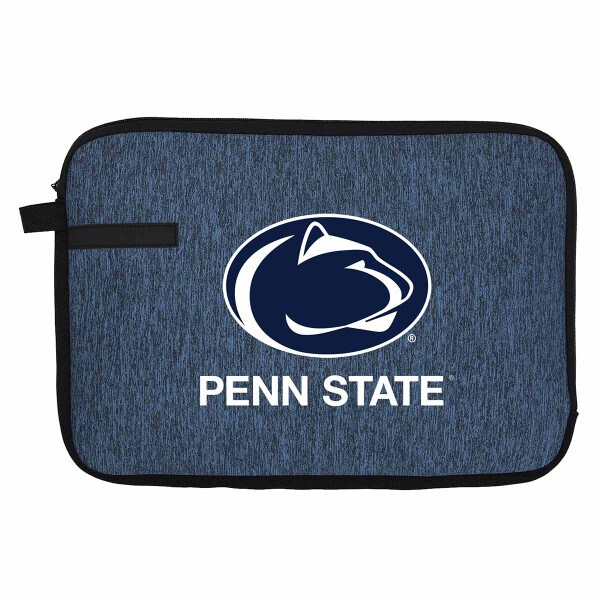 heather navy laptop sleeve with Penn State below Athletic Logo